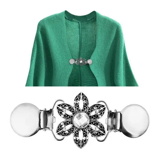 1 шт. винтажный женский свитер с цветами стразы зажим кардиган воротник утка