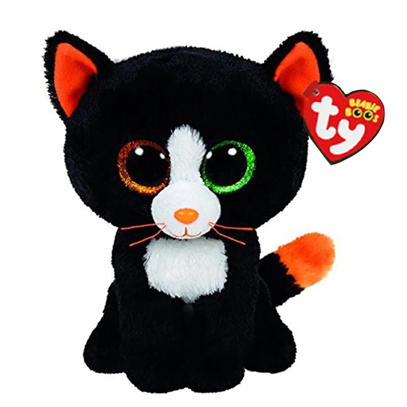 Ty плюшевые Животные разных Цвет глаз черная кошка игрушка(15 см