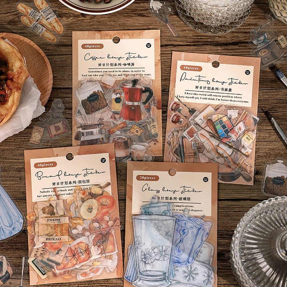 

40pcs Vintage PET Scrapbooking Ticket Stickers DIY Craft Paper Stickers Labels for Album Junk Journal Planner Decoration