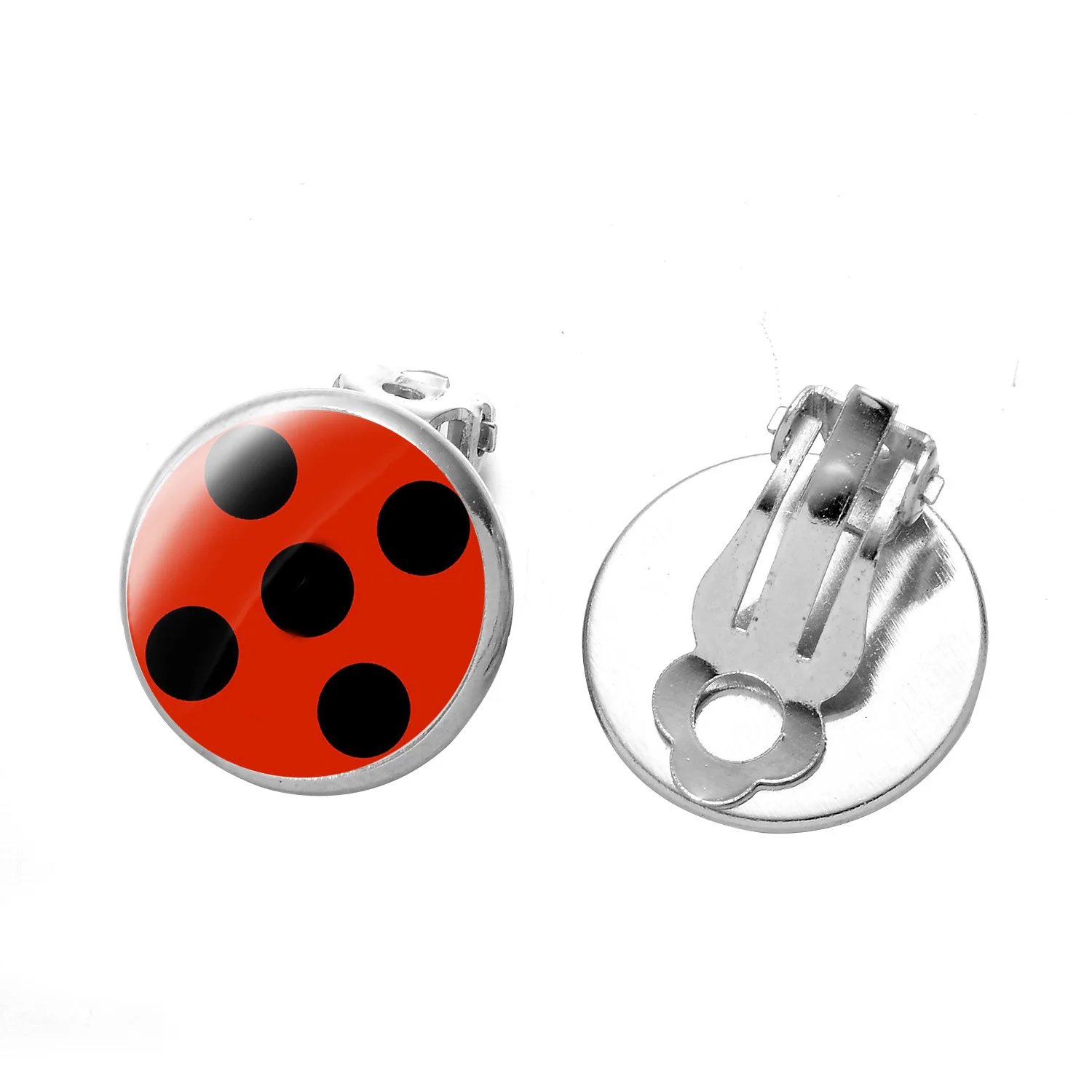 

2021 Ear Clip Ladybug Earrings Cosplay Ladybug Circle And Ladies Ladies Polka Dot Earrings Girls Party Gifts Anime Jewelry new