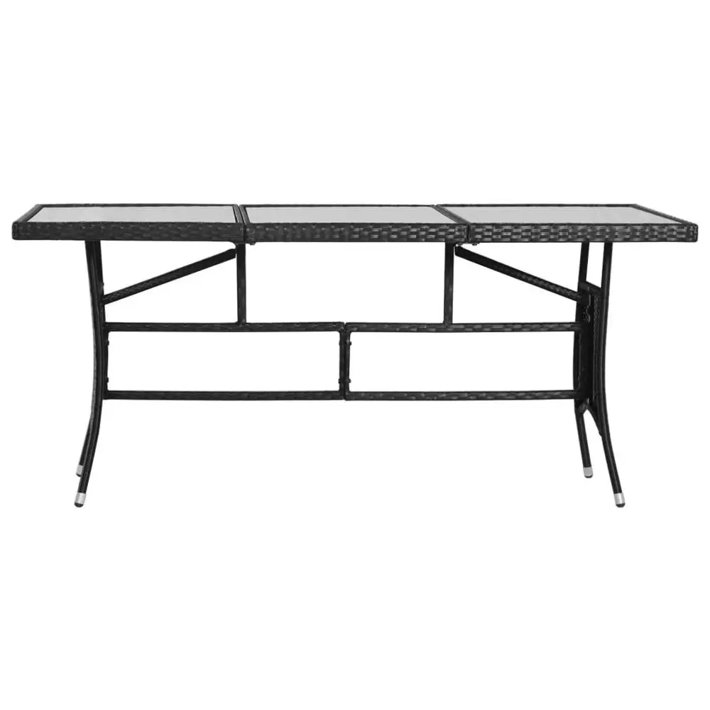 

【USA Warehouse】Garden Table Black 70"x31.5"x29.1" Poly Rattan