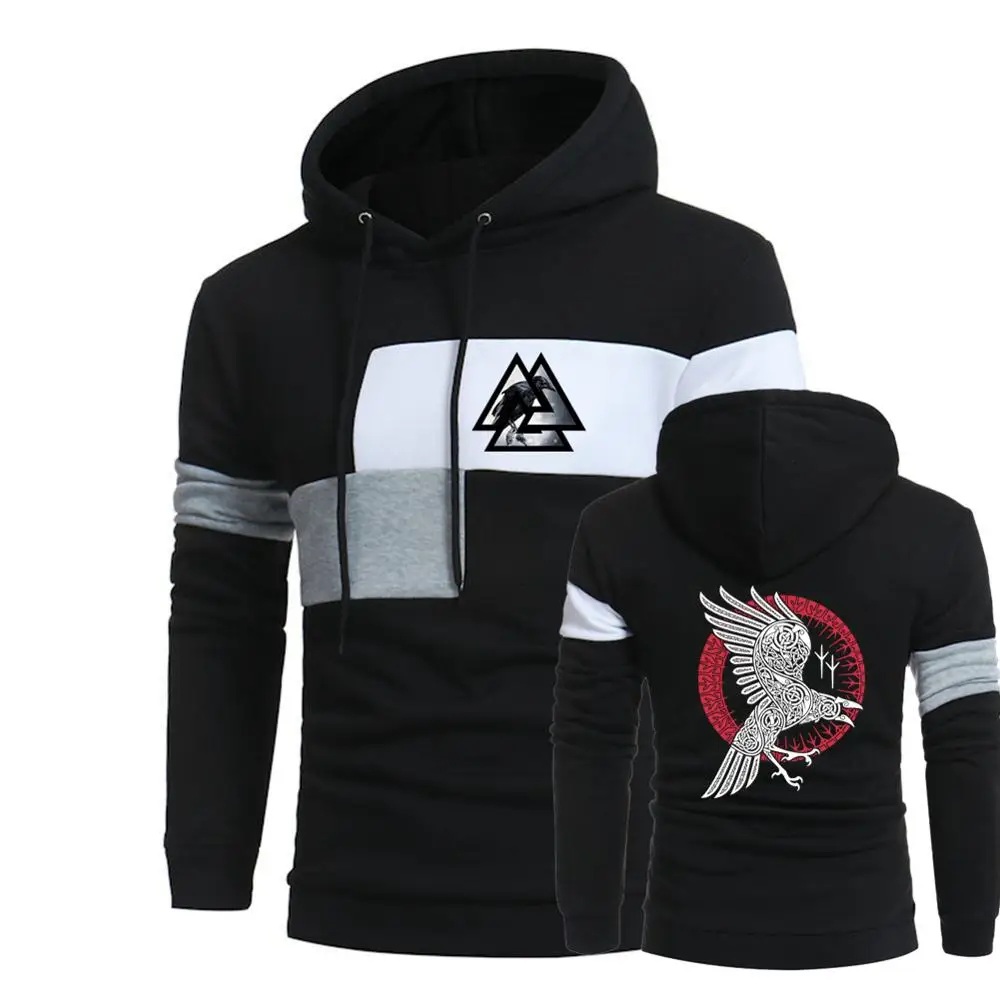 

New 3 Color Viking legend Ragnar's Raven Coat College Cotton Sport Hoodies Splice Pullover Male Sweatshirts