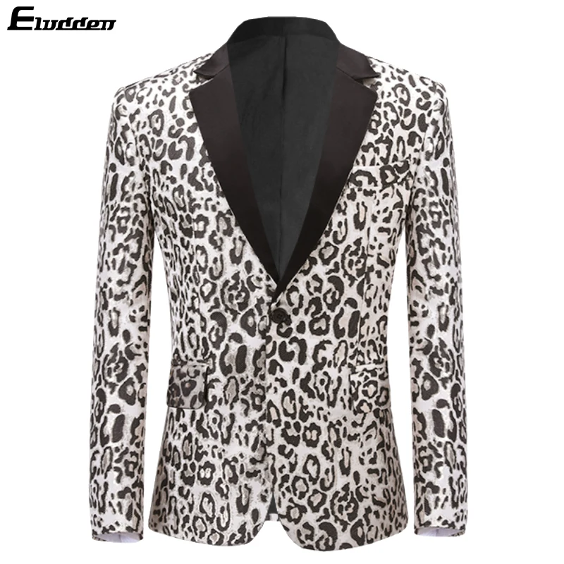 

Men's Leopard Pattern Jacquard Slim Fit Blazer Fashion Wedding Party Suit Jackets Mens Elegant Blazer Jackets blazer masculino
