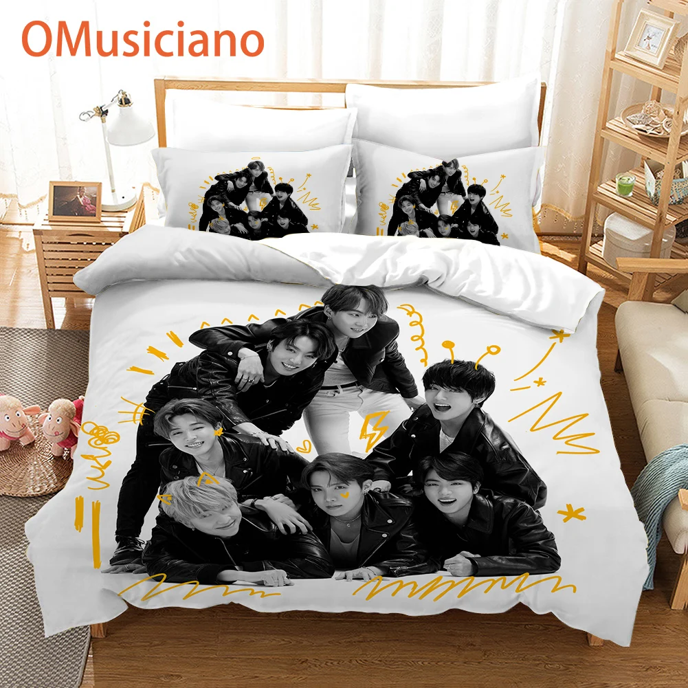 

Popular Bangtan Boys Printed Bedding Set /Duvet Cover Pillowcase Bed Linen Set Bedclothes Double King Size