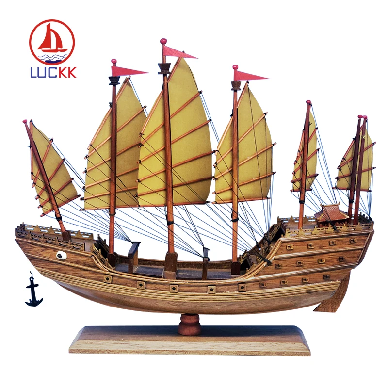 

LUCKK Zhenghe Redwood Luxurious Wooden Sailboat Model Classics Retro Ship Model 35*9*30CM Home Decoration