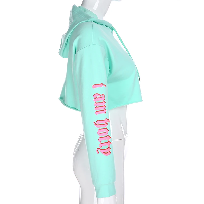 HEYounGIRL с буквенным принтом свободные случайные толстовки для женщин Harajuku корейский стиль укороченный свитер пуловер с длинными рукавами уличная осень