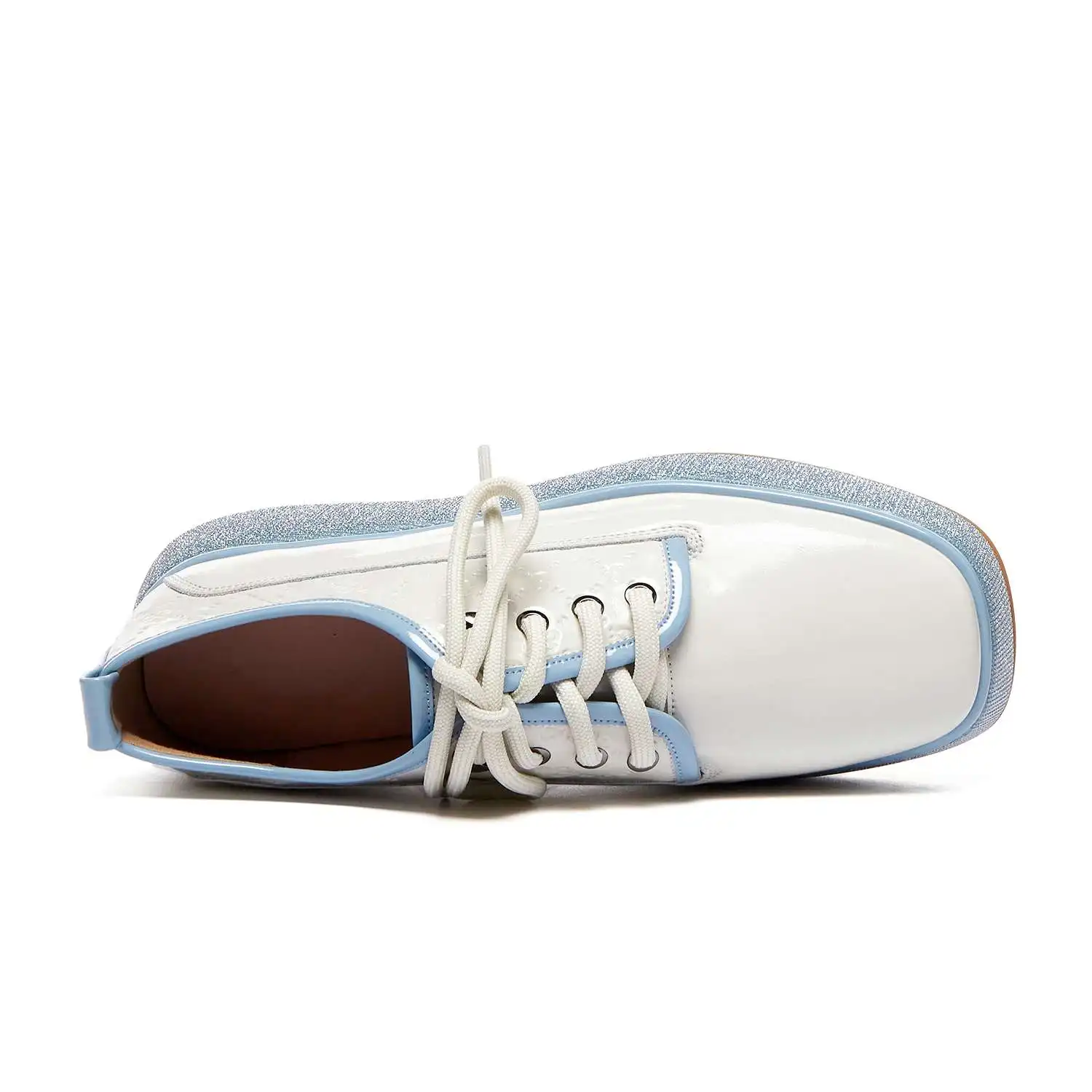 

Krazing pot cow patent leather square toe thick bottom three colors young lady daily wear cross-tied casual vulcanized shoes L79