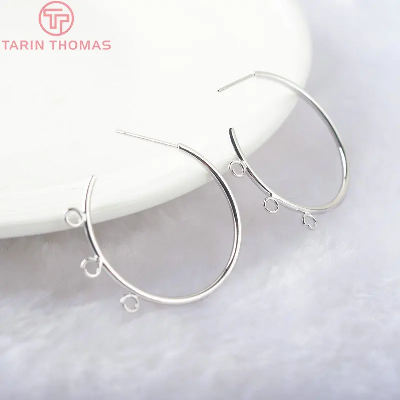 Латунные круглые серьги петли из проволоки 24 к золотого цвета диаметром 33 мм 6 шт. аксессуары высокого