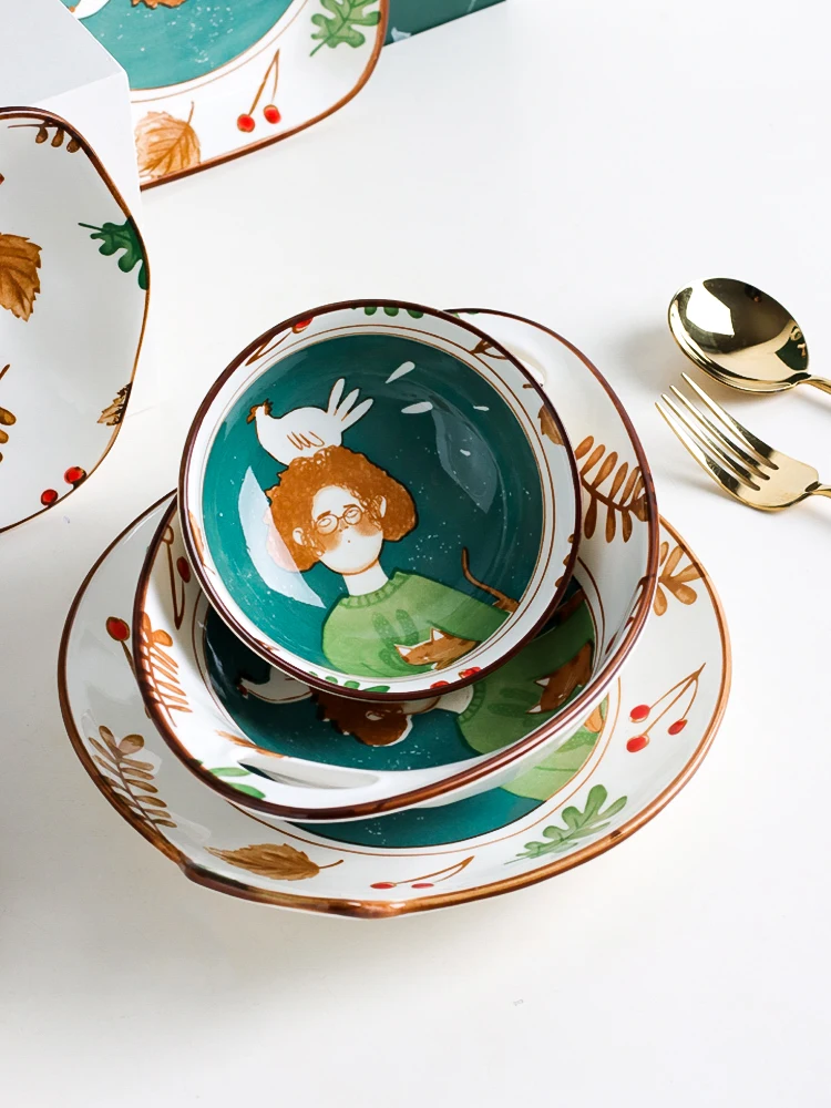 Kawashimaya сказочная японская мультяшная керамическая посуда набор посуды милая