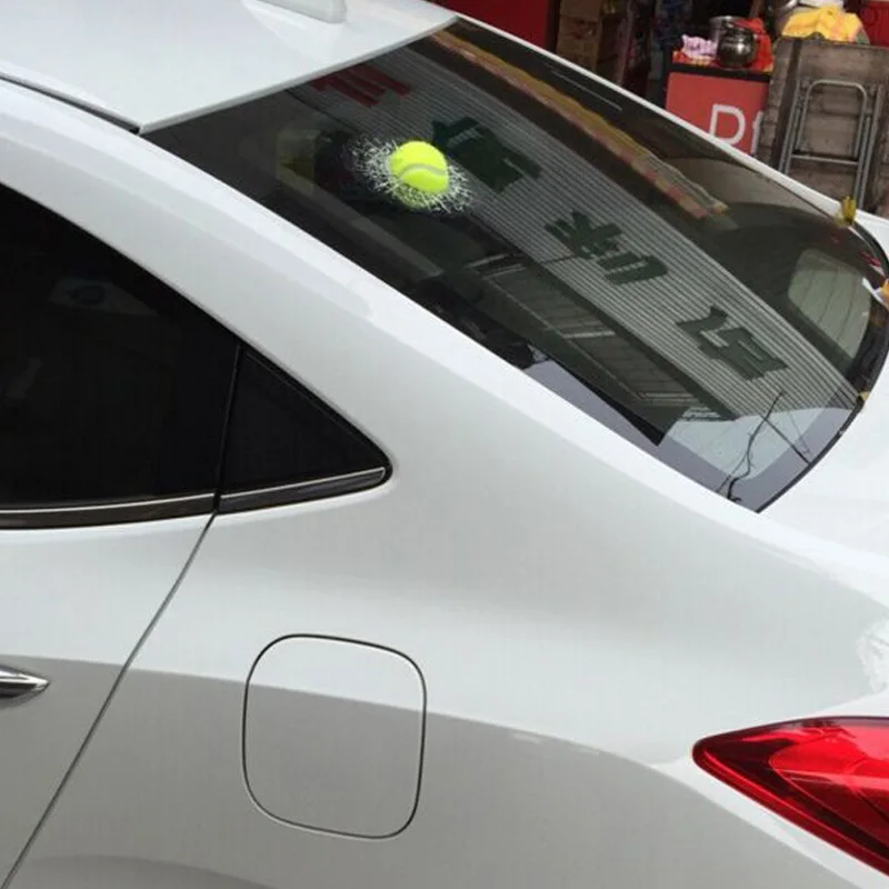 

3D Funny Car Auto Styling Body Window Self Adhesive Ball Hits Sticker Tennis Decal Stereoscopic Suitable for Cars