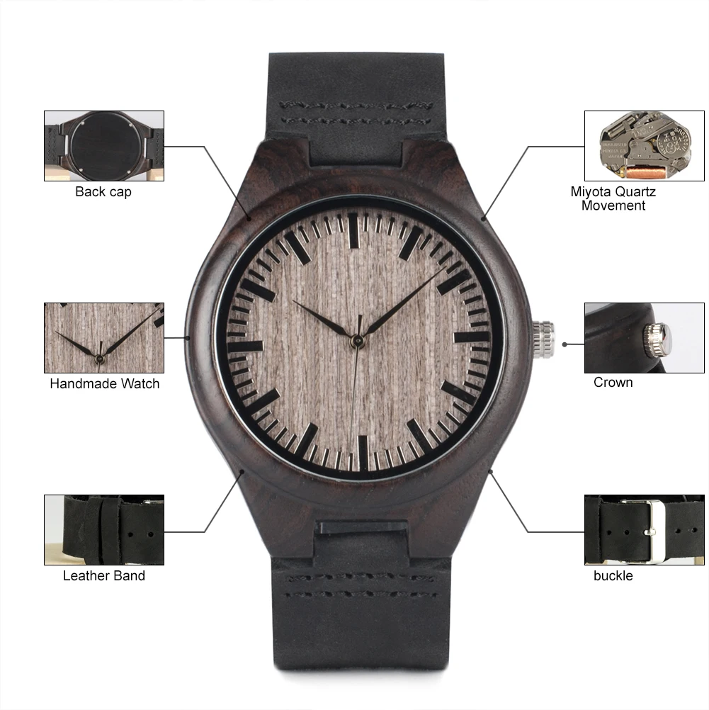 

BOBO BIRD Engraved Wooden Watch for Men Miyota 2035 Quartz Movement Wristwatch Relogio Masculino Logo Customize Gift for Son