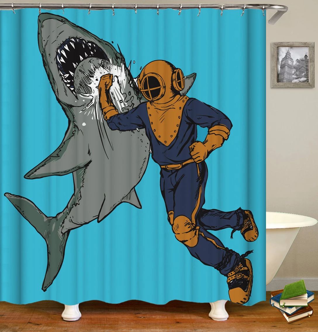 

Beautiful Sea World Tropical Fish Shower Curtain Undersea Turtle Waterproof Bath Curtains for Bathroom Bathtub Bathing