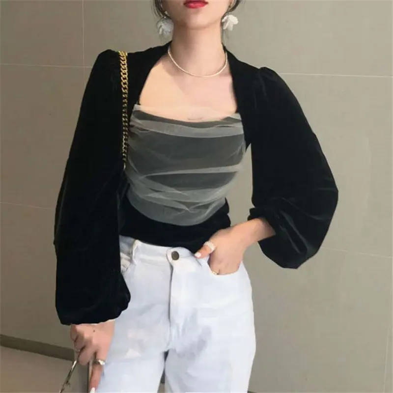 Alien Kitty 2020 новые черные тонкие бархатные стильные короткие свежие Лоскутные