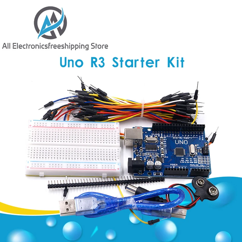 Стартовый набор для Arduino Uno R3 комплект из 5 предметов: макетная плата