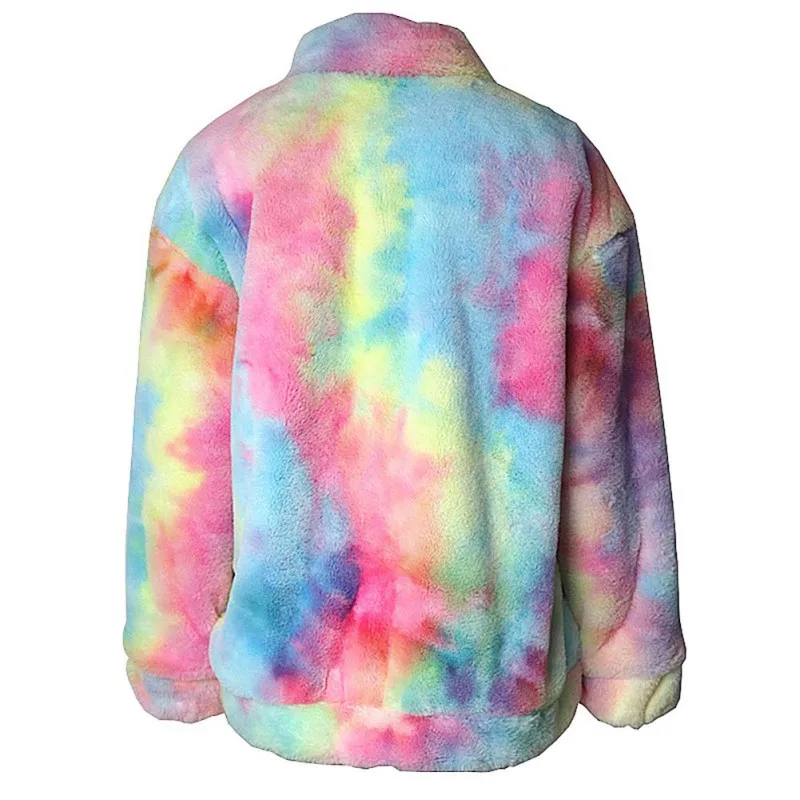 

Women Jacket Winter Coat Women Teddy Coat Tie Dye Print Korean Fur Coat Warm Plus Size Teddy Coats Women