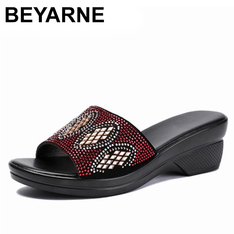 

Шлепанцы женские из натуральной кожи, на среднем каблуке, лето 2020