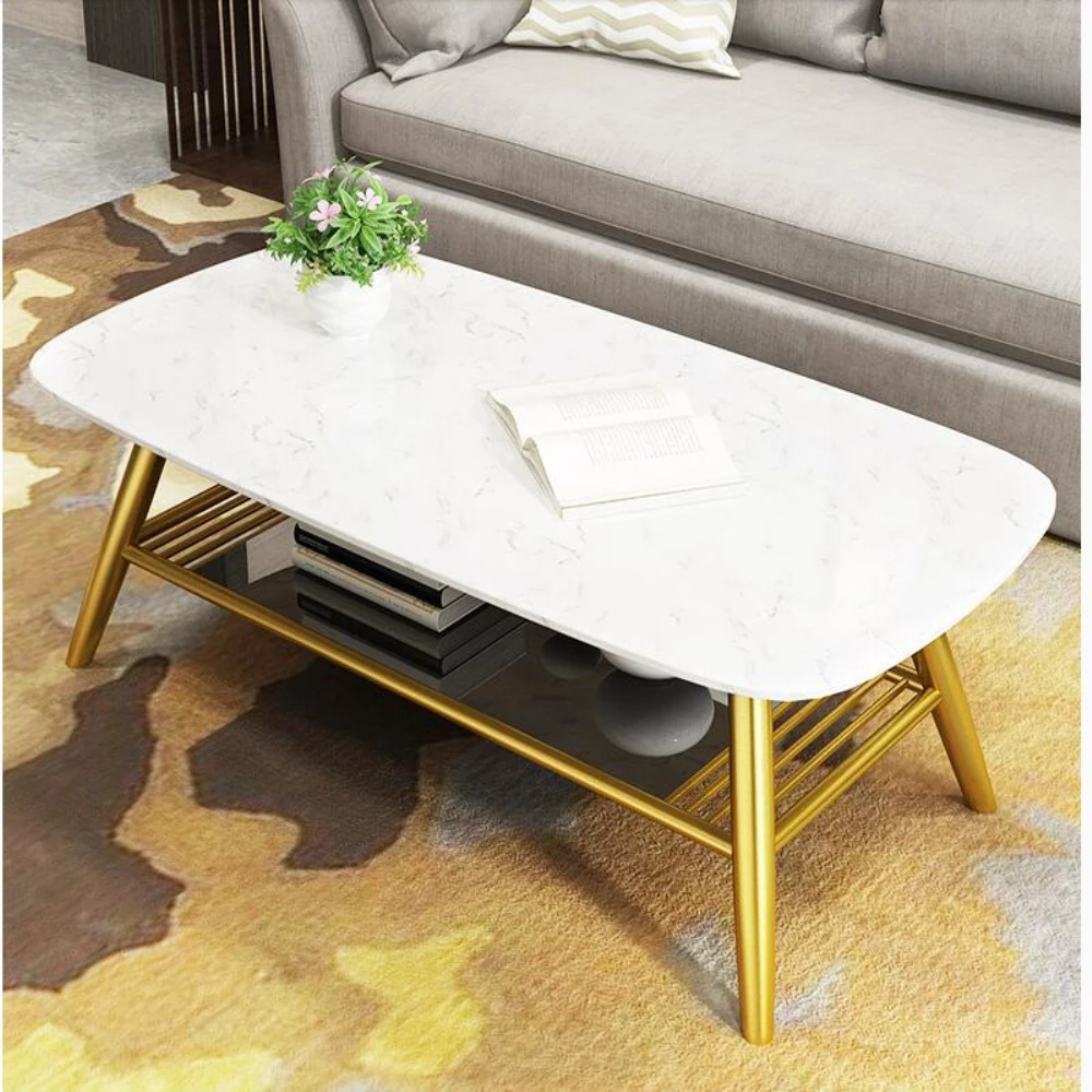 

Nordic simple marble coffee table small family living room home modern creative rectangular table red tea table