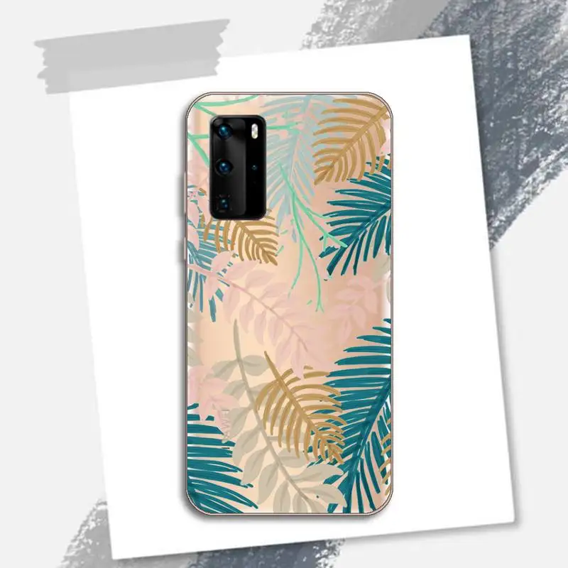 

Colorful Retro tropical plant leaves Phone Case Transparent for Huawei P honor 8 10i 20 30 40 smart 2019