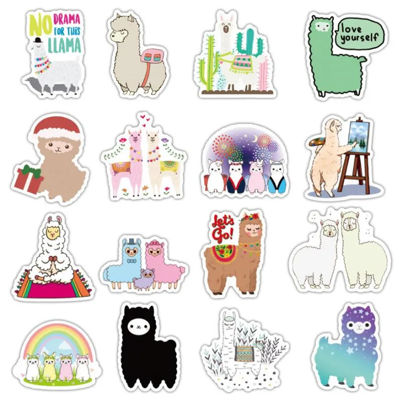 

10/30/50PCS Cartoon Cute Alpaca Animated Graffiti Stickers Scooter Laptop Waterproof Guitar Decoration Toys Wholesale