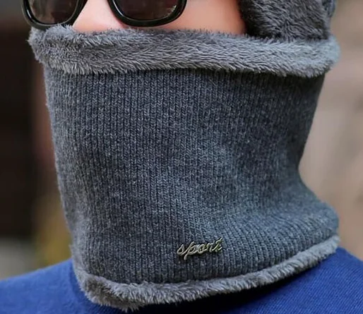 Зимние шапки Скалли Beanies шапка для мужчин и женщин шерстяная вязаная теплая плюшевая шапочки с шарфами Балаклава маска Knitted шапка вязаная зимняя Лыжная шапка - Цвет: scarf gray