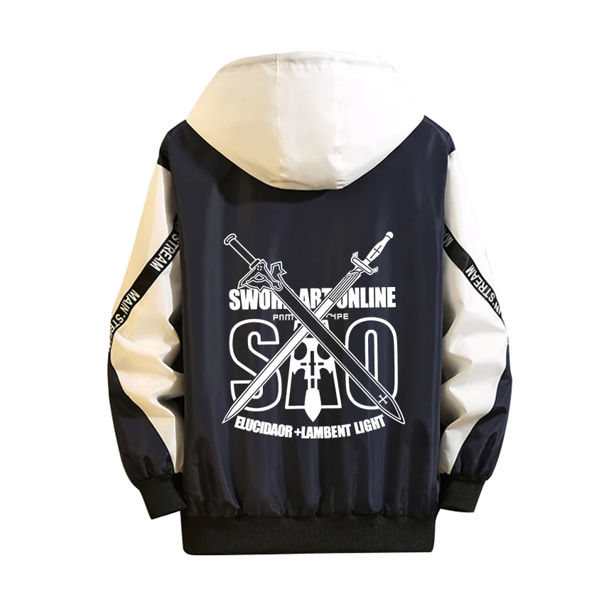 

Толстовка с капюшоном Sword Art Online для косплея Kirigaya Kazuto, светящаяся камуфляжная тонкая куртка с принтом, комбинированные топы, спортивное пальто на молнии SAO