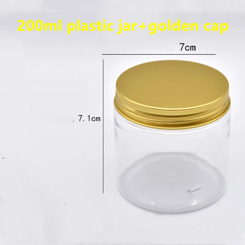 30pcs 200g Empty Clear Refillable Jar,PET Bottle Aluminum Cover Cream Bottle, 7oz Seal Jar with White Pink Golden Aluminum Lid