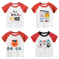 2021 girls kids boys t shirt cartoon print short sleeve baby t shirts tops white and red children t shirt for boys clothes