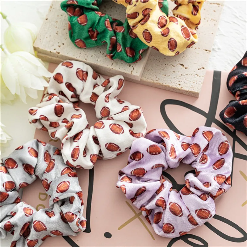 

New Fashion Basketball Printing Colorful Velvet Round HairBandHairAccessoriesPonytail For Women Girls