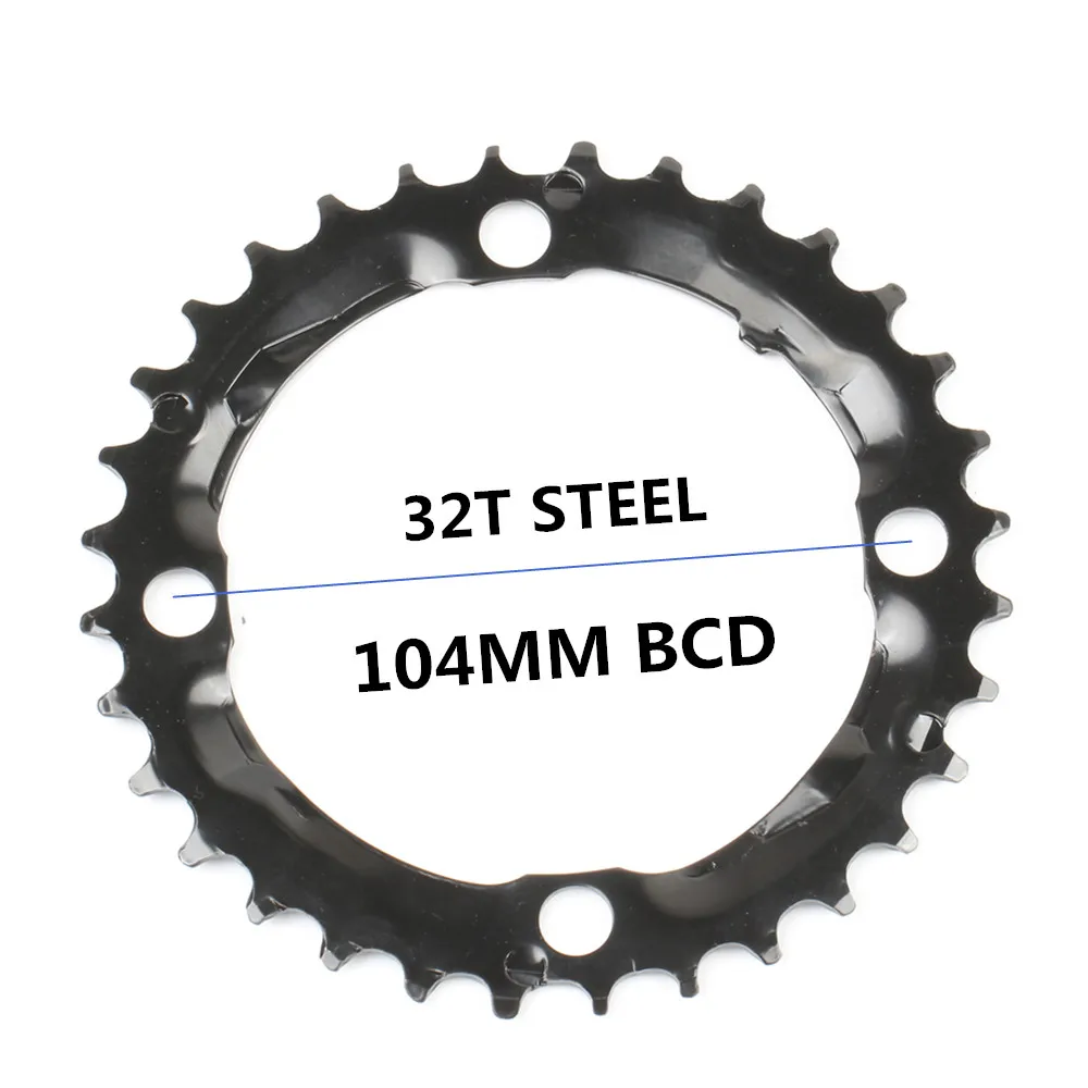32T STEEL Круглая цепь MTB горный велосипед 104BCD 22T 24T 32T 34T 38T 42T 44T шатуны стали алюминиевый сплав зубная пластина запчасти - Цвет: 32T STEEL