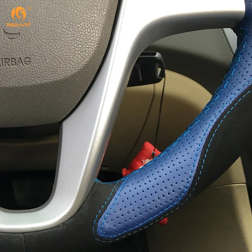 MEWANT синий кожаный черный замшевый чехол рулевого колеса автомобиля для Hyundai Solaris