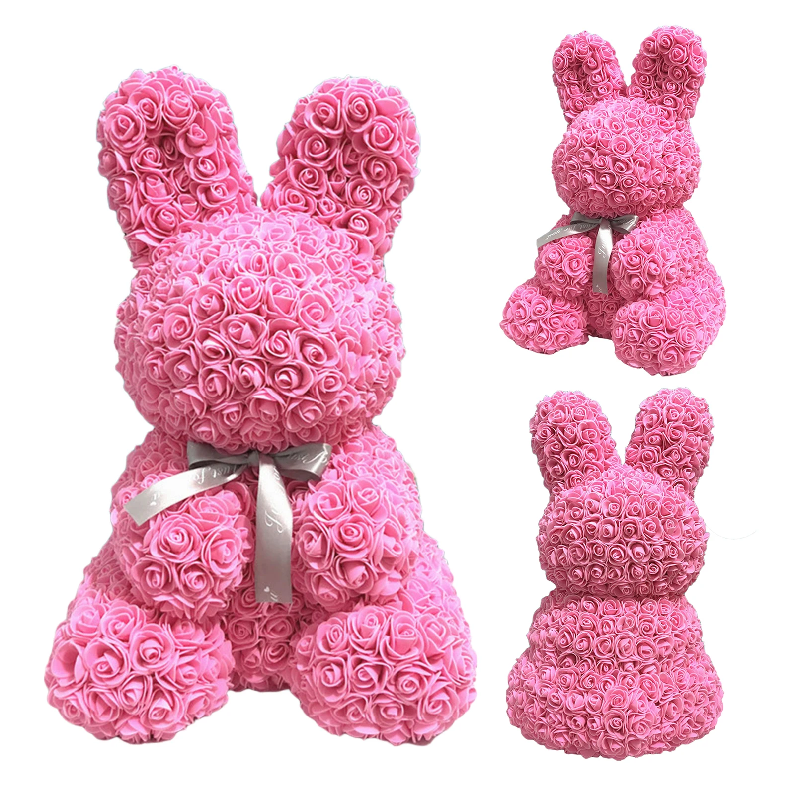 С узором из красных роз Банни ко Дню Святого Валентина вечный цветок кролик