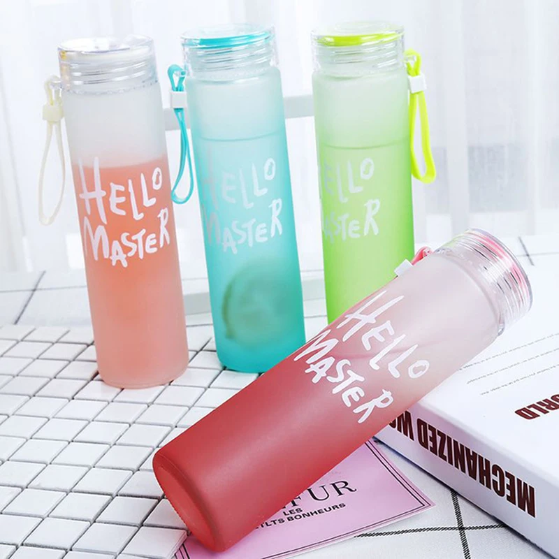 Простой стиль портативный уличный матовый стеклянный чайник градиентный цвет