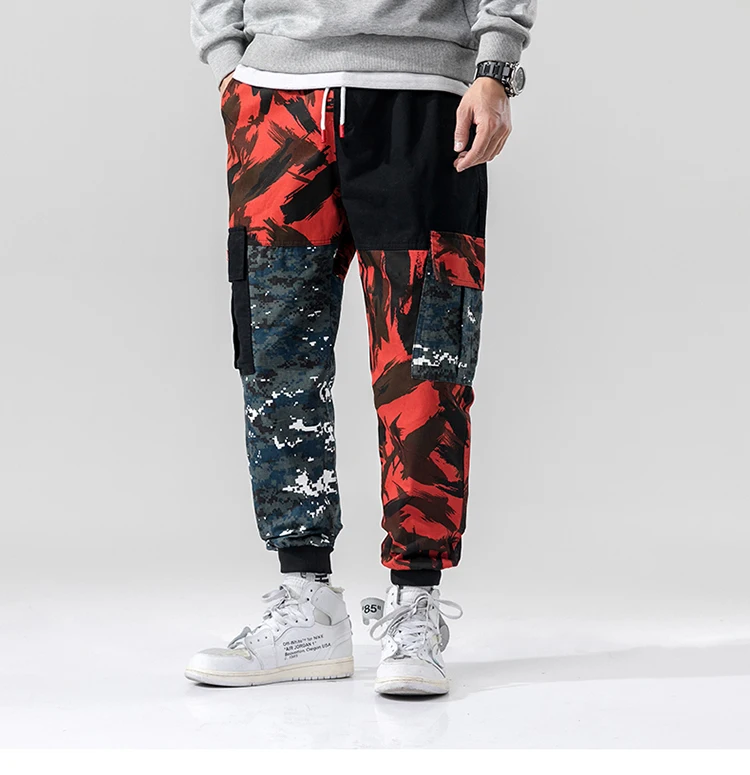 Мужские камуфляжные спортивные брюки длинные модные свободные карго в стиле хип