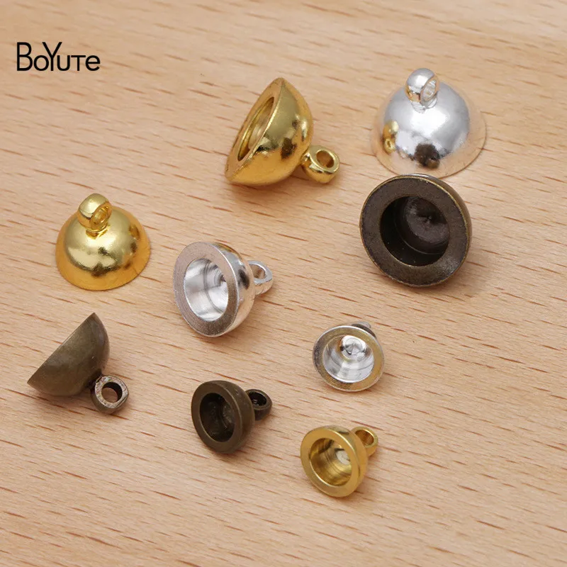

BoYuTe (100 Pieces/Lot) 6*4MM 8*5MM 10*6MM Stamping Metal Brass End Hanging Clasps Bead Caps Diy Handmade Jewelry Accessories