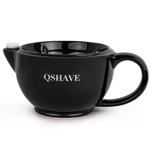 QSHAVE Razor Shaving Scuttle Mug Filled hot Water Keep Lather Always Warm It Large Size Bowl Handmade Pottery Cup Black & White