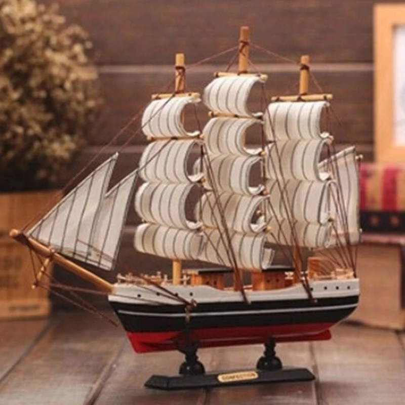 

1pc 165*45*165mm Sailing Boat Model Wooden Sailing Boat Mediterranean Sailing Ship Furnishing Art Home Decoration