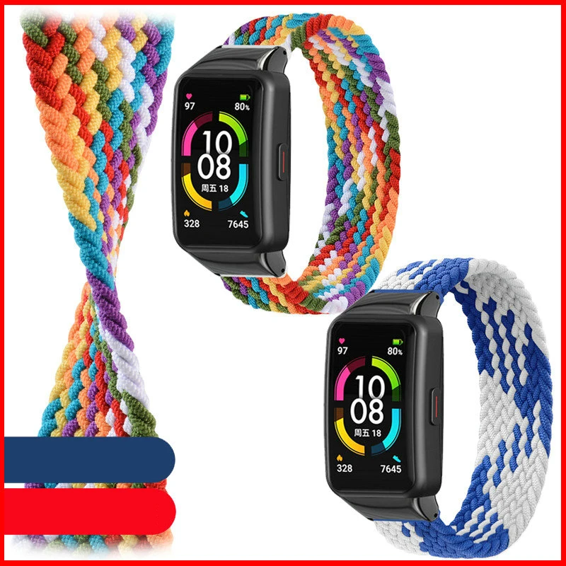 Ремешок нейлоновый для Huawei Band 6 Pro Honor эластичный плетеный браслет на запястье |