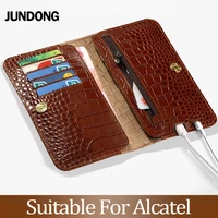for alcatel x1 s1 1c 3 3l 2019 a30 7 c7 a7xl pixi 4 5 0 case crocodile texture cover cowhide phone bag wallet