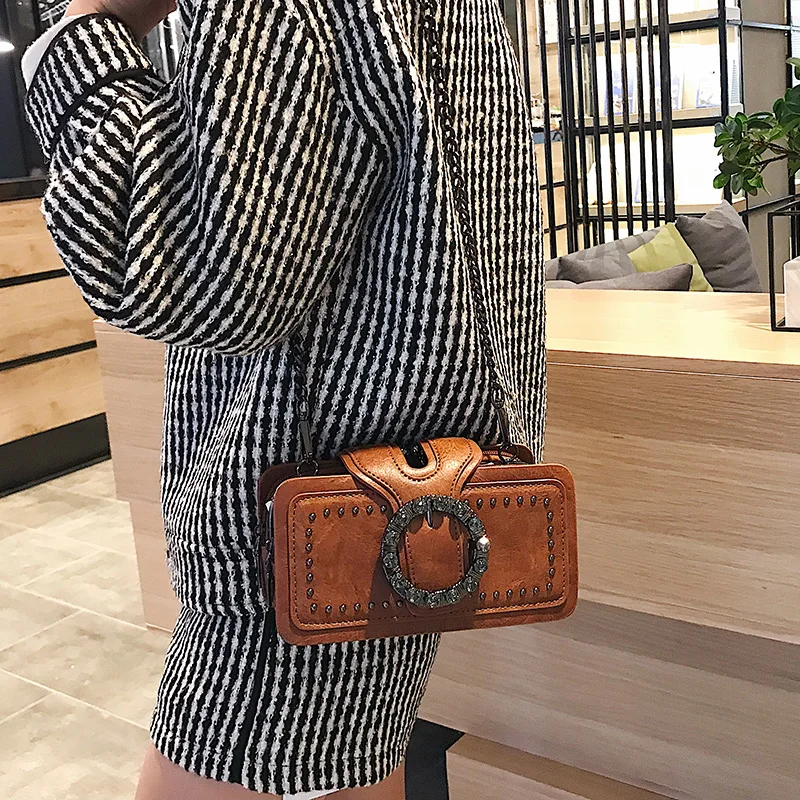 

Women's PU Leather Shoulder Bag Studded Diamond Mini Crossbody Luxury Handbags Women Bags Designer