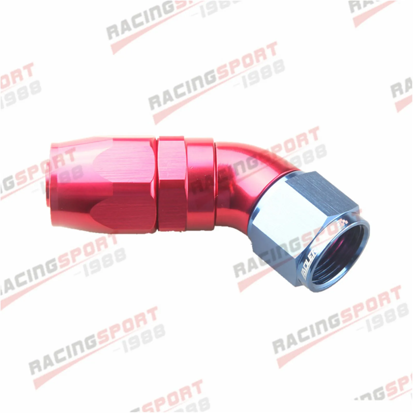 

45 Degree 6AN Full Flow Swivel Fuel Oil Hose End Fitting Adapter Red/Blue