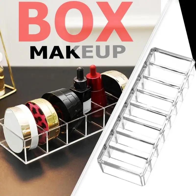Прозрачная косметическая коробка для хранения 8 ячеек акриловая Женская пудра