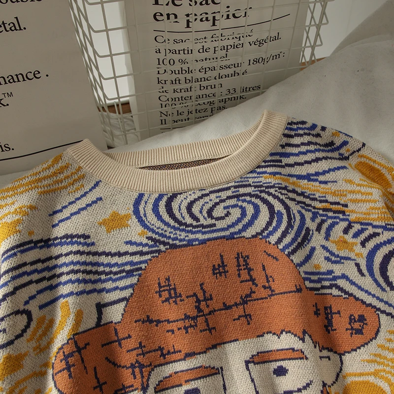 

Korobov Harajuku Cartoon Women Sweaters Vintage O Neck Long Sleeve Female Pullovers 2021 Autumn New Chic Streetwear Sueter Mujer