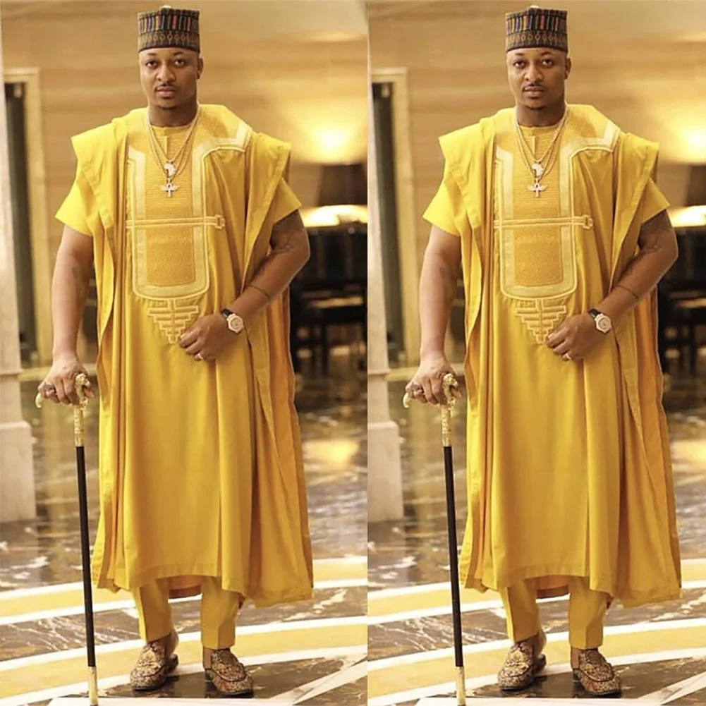BOHISEN Африканский принт мужская одежда 3 шт. Базен агбада короткий рукав вечерние африканская Дашики печати формальное платье для мужчин