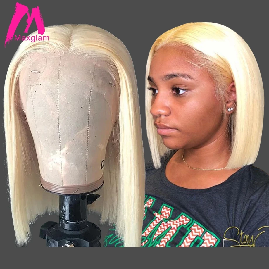 Парик Боб блонд 613 парики из человеческих волос с фронтальной шнуровкой hd