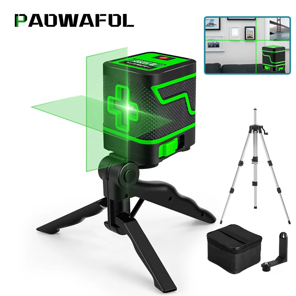 

2 Lines Mini Green Laser Level Vertical & Horizontal Cross Line Super Powerful Laser Beam Line With/Without Lithium Battery