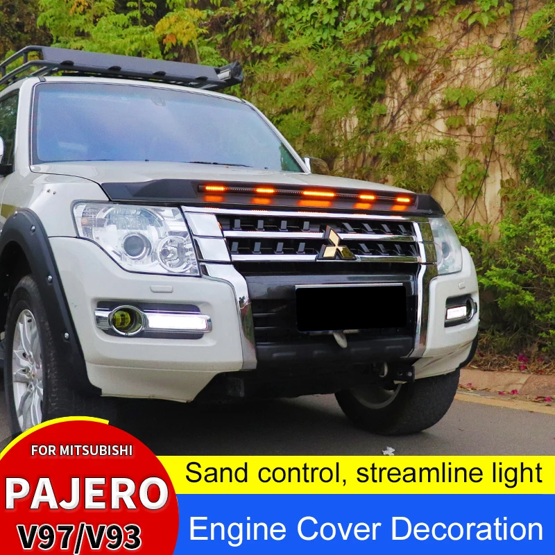 Для Mitsubishi Pajero Hood Trim Flow Light V97 V93 V87 Защита крышки двигателя Перегородка внешняя