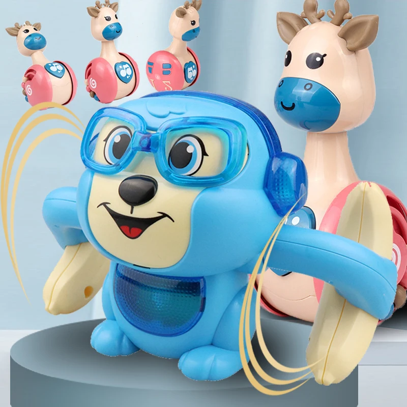

Fun Electric Rolling Monkey Robot Toy Voice Control Lighting Music Somersault Child Baby Interactive Toys for Kids Toddler Girls