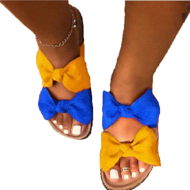 

Summer Sandals Women Shoes Fashion Leopard Bow Ladies Slides Sewing Open toe Casual Female Shoes Woman Comfort Flip Flops 2020