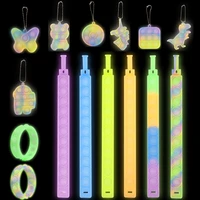 keychain halloween luminous wristband pop fidget toys kids glow in the dark reliver stress toy anxiety ring relief bubble gift