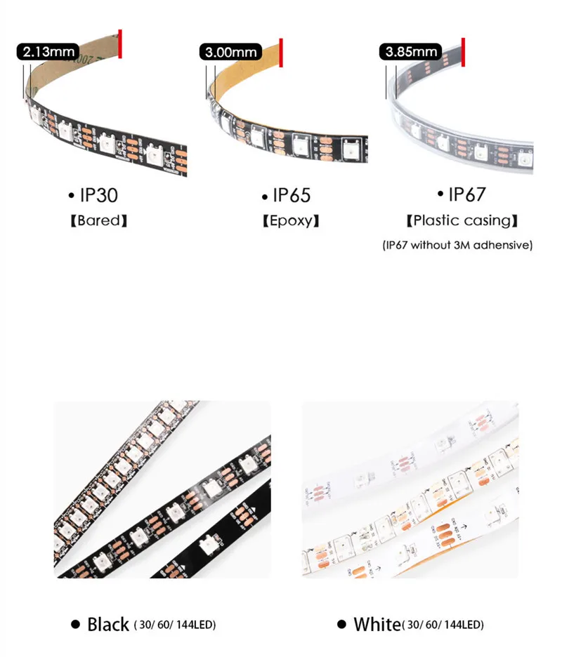 WS2812B Светодиодные ленты RGB ленты 30/60/144 светодиодный s/М ws2812 индивидуально адресуемых ФИТА полосы для ПК ambi светильник неоновый светильник DC 5V